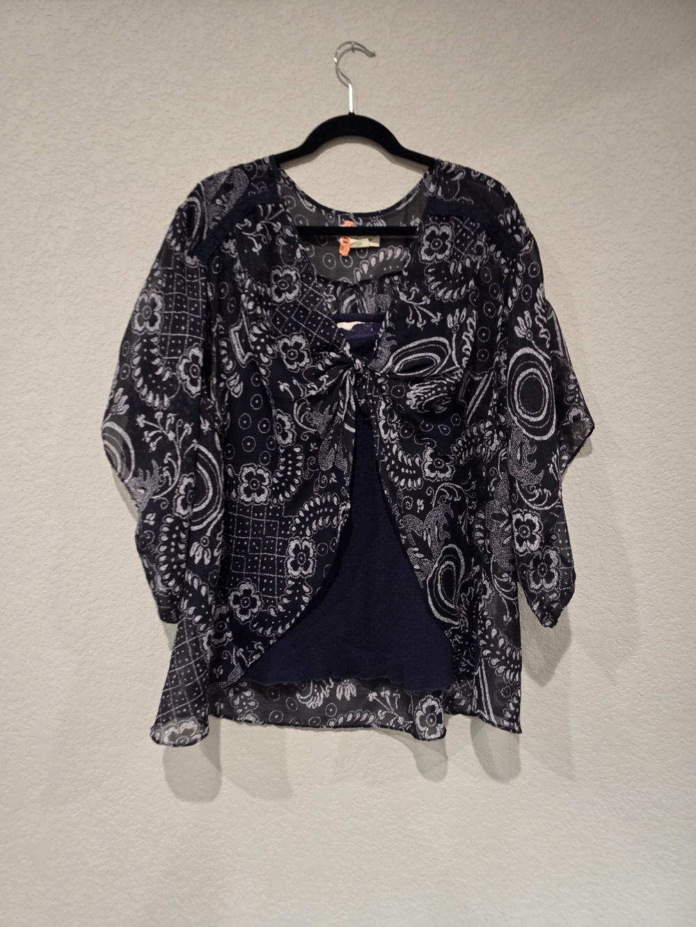 Ralph Lauren Denim & Supply Women’s Navy Blue Paisley Tie-Front Top With Cami